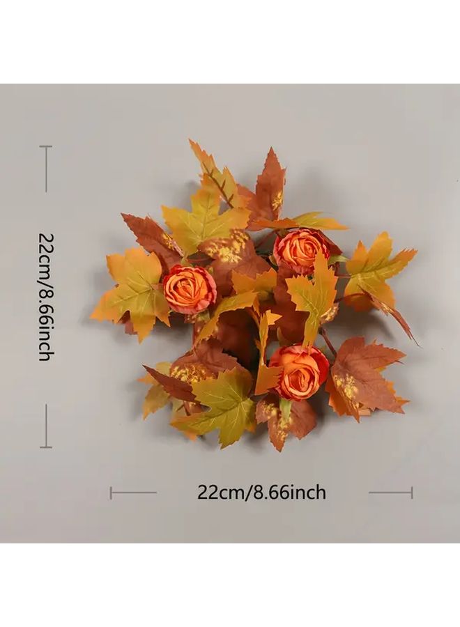 Brown Maple Leaf Autumn Wreath Fall Decorations For Front Door - Image 3