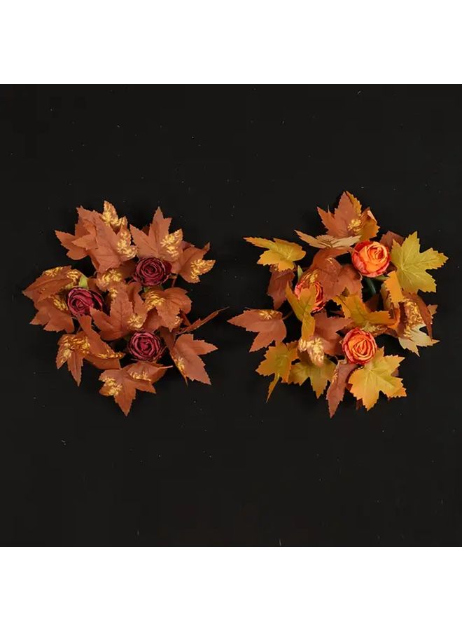 Brown Maple Leaf Autumn Wreath Fall Decorations For Front Door - Image 1