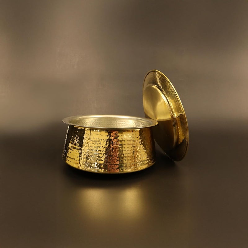 Spillbox أواني المطبخ النحاسية من بوتريكا - وعاء تقديم البرياني - هاندي - أورلي - أدوات تقديم - طباخ - وعاء طهي مع غطاء - لغان مطروق صغير - Image 1