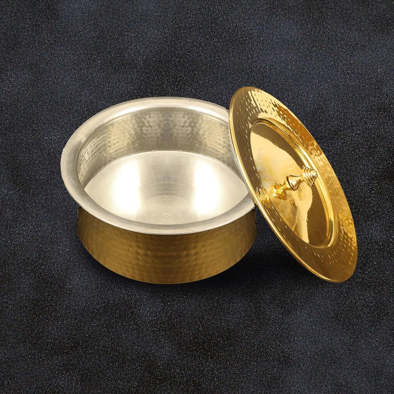 Spillbox أواني المطبخ النحاسية من بوتريكا - وعاء تقديم البرياني - هاندي - أورلي - أدوات تقديم - طباخ - وعاء طهي مع غطاء - لغان مطروق صغير - Image 4