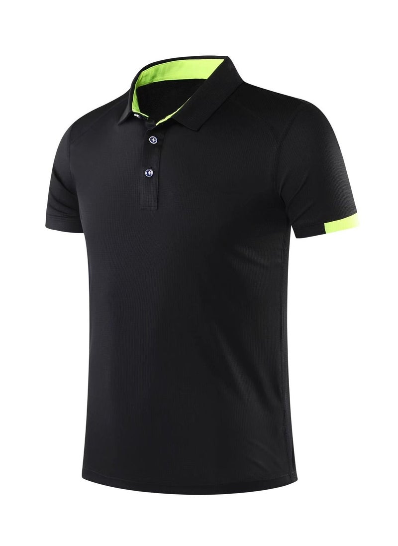 Loquat - Men Quick Dry Breathable Elastic T-Shirt Black - Image 1