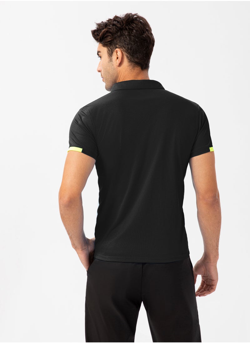 Loquat - Men Quick Dry Breathable Elastic T-Shirt Black - Image 1