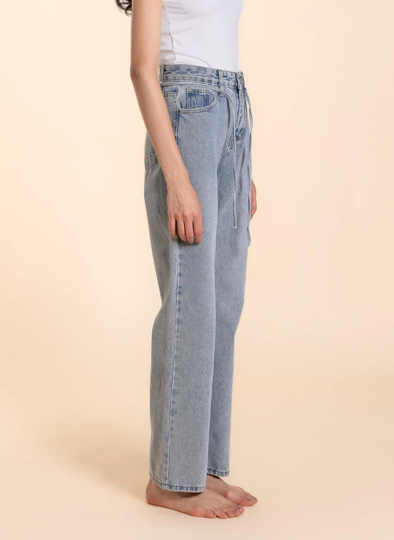 Shapes Light-Blue DETAILED MID-WAIST JEANS for Women | Best Price UAE