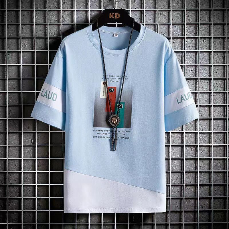 Short-Sleeved T-Shirt Men'S Fashion Brand Slim-Fit Thin Round Neck Men'S Half-Sleeve T-Shirt Top Clothes - Image 3