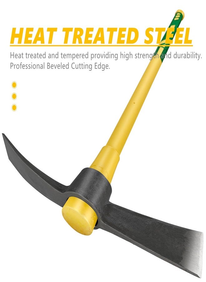 glorousamc Pick Mattock, 15" Heavy Duty Pick Axe Hand Tool, Fiberglass Ergonomic Shock Reduction Handle, Hoe for Weeding, Prying and Digging Anti-Slip Grip - Image 2