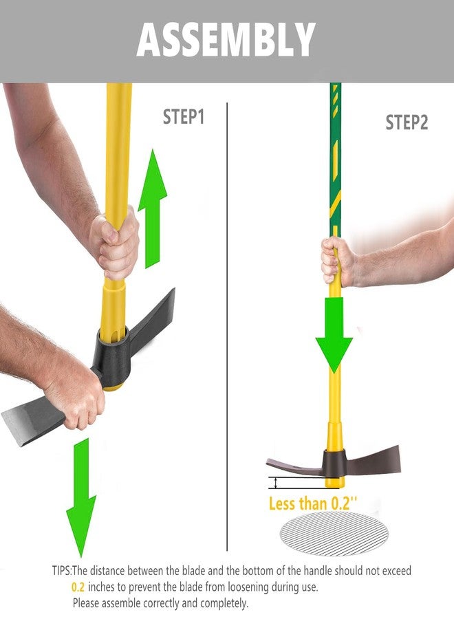 glorousamc Pick Mattock, 15" Heavy Duty Pick Axe Hand Tool, Fiberglass Ergonomic Shock Reduction Handle, Hoe for Weeding, Prying and Digging Anti-Slip Grip - Image 5