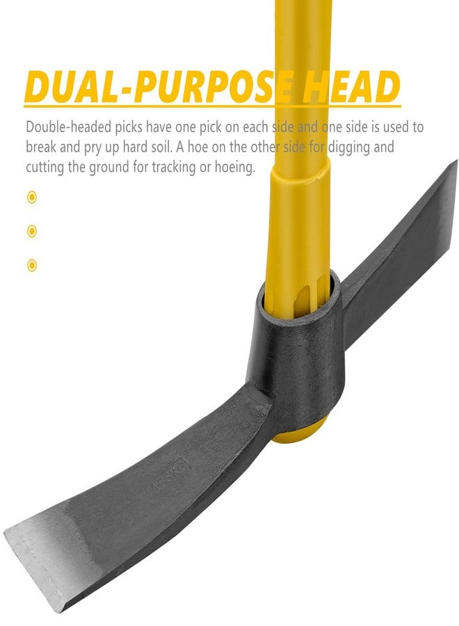 glorousamc Pick Mattock, 15" Heavy Duty Pick Axe Hand Tool, Fiberglass Ergonomic Shock Reduction Handle, Hoe for Weeding, Prying and Digging Anti-Slip Grip - Image 4