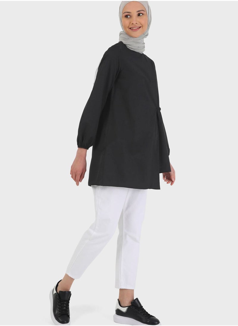 Benin by modanisa - Puff Sleeve Asymmetrical Hem Tunic - Image 1