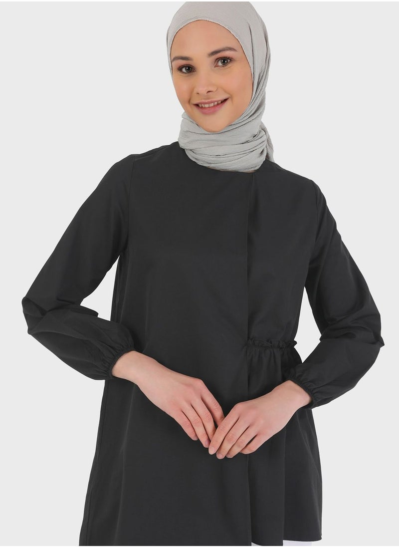 Benin by modanisa - Puff Sleeve Asymmetrical Hem Tunic - Image 1