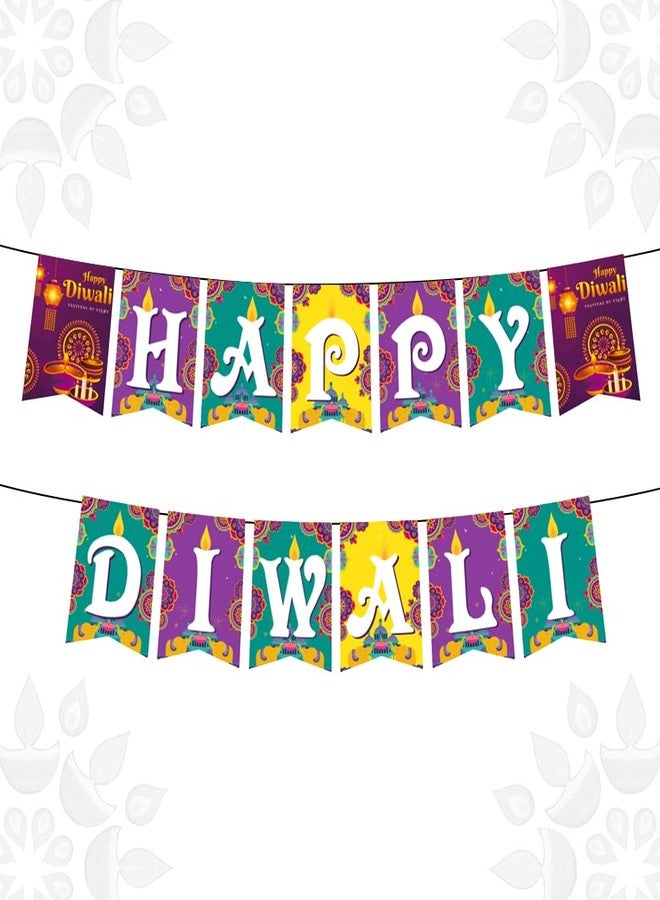 Hying Happy Diwali Banners & Decorations - Indian Deepavali Themed Pennants, Backdrop, Festival of Lights Party Photo Props & Candles for Home Decor - Image 1