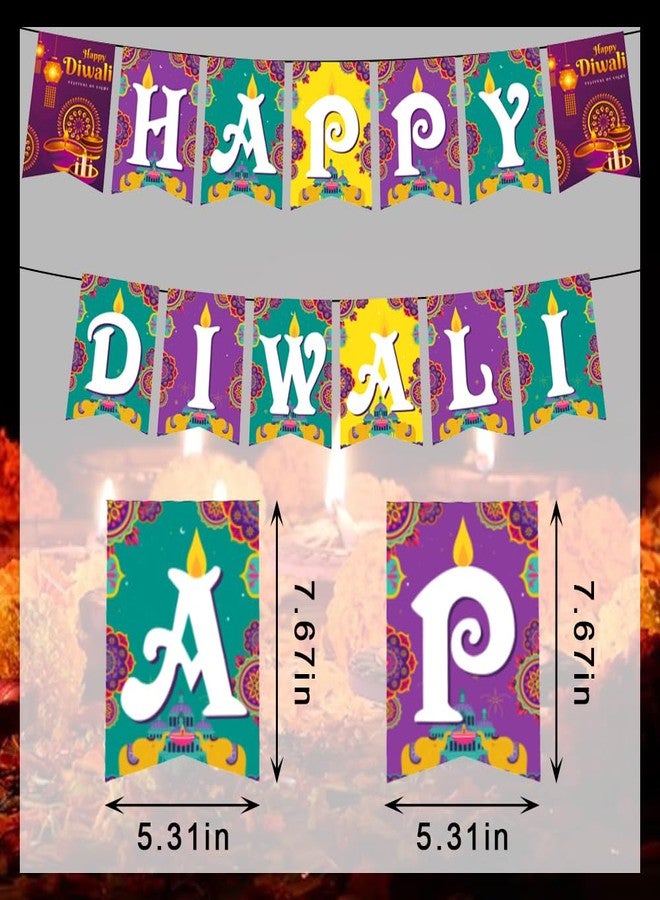 Hying Happy Diwali Banners & Decorations - Indian Deepavali Themed Pennants, Backdrop, Festival of Lights Party Photo Props & Candles for Home Decor - Image 4
