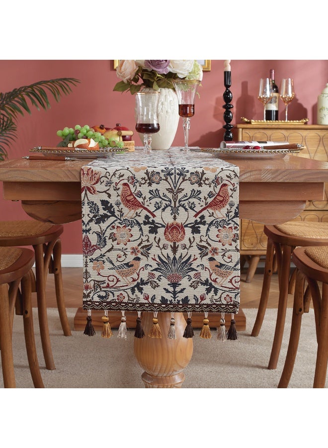 jisimu American antique long dining tablecloth, tea table, tablecloth and flag, jacquard embroidered long tablecloth 30*180cm - Image 3