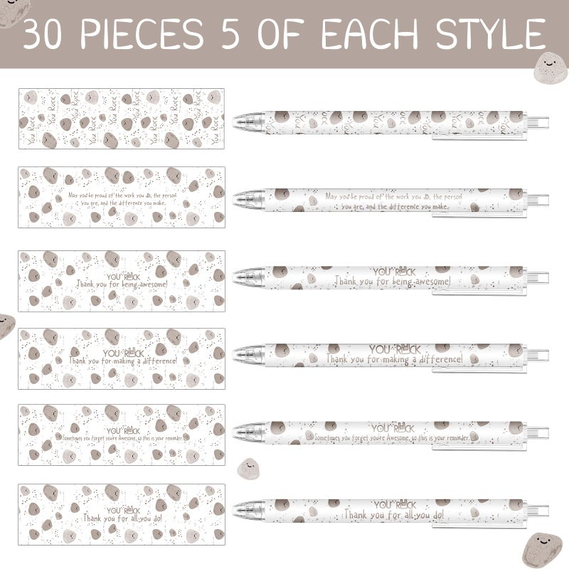 Jetec 30 Pcs You Rock Pens Gifts Inspirational Cute Stone Ballpoint Pens Bulk Thank You Coworkers Motivational Employee Appreciation Gifts Christmas Gift for Students Teacher Classroom - Image 3