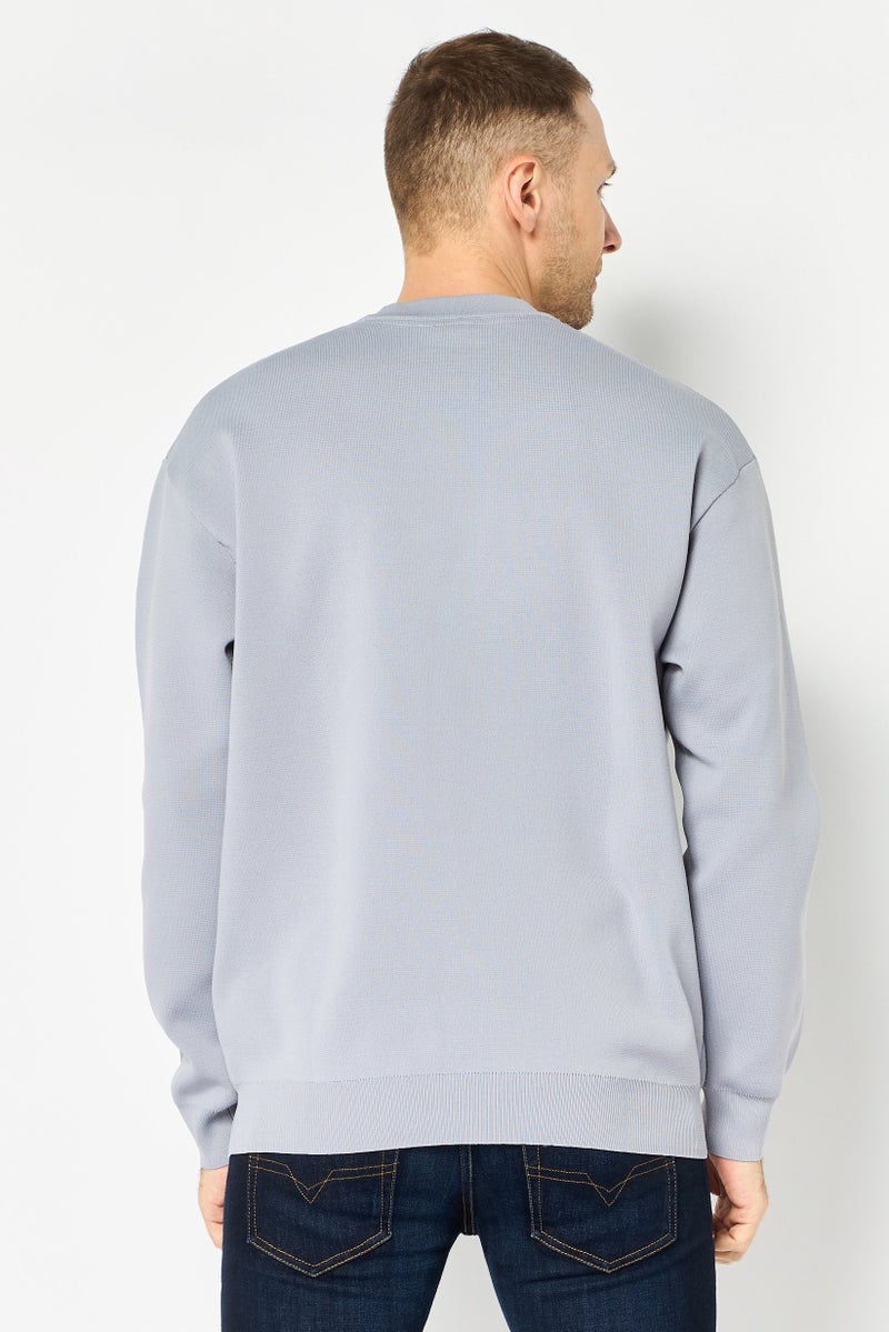 SELECTED Men Crew Neck Long Sleeve Graphic Print Sweatshirt, Grey - Image 3