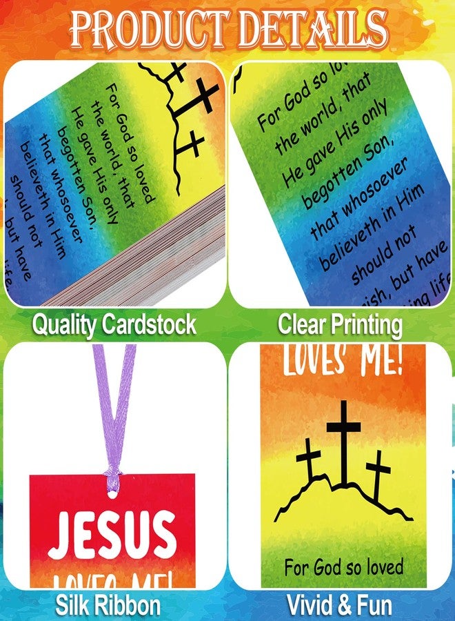 Jetec 60 Pcs Easter Religious Bookmark for Kid Christian Bookmarks Jesus Loves Me Bookmarks John 3 16 Christian Gifts Bible Verse for Sunday School Church Summer Party Reading Rewards - Image 3