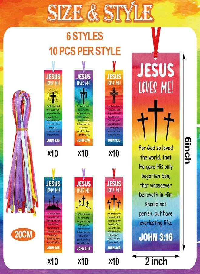 Jetec 60 Pcs Easter Religious Bookmark for Kid Christian Bookmarks Jesus Loves Me Bookmarks John 3 16 Christian Gifts Bible Verse for Sunday School Church Summer Party Reading Rewards - Image 2