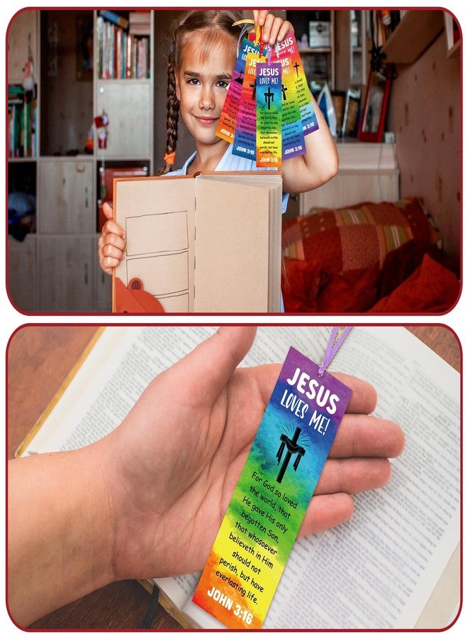 Jetec 60 Pcs Easter Religious Bookmark for Kid Christian Bookmarks Jesus Loves Me Bookmarks John 3 16 Christian Gifts Bible Verse for Sunday School Church Summer Party Reading Rewards - Image 4