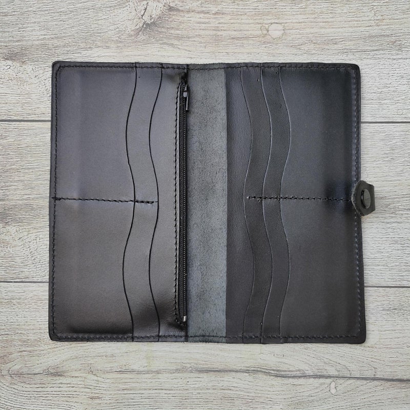 Dr.Key 1002 Genuine Leather Soft Long Wallet for Cash, Cards and Phone (Black) - Image 3