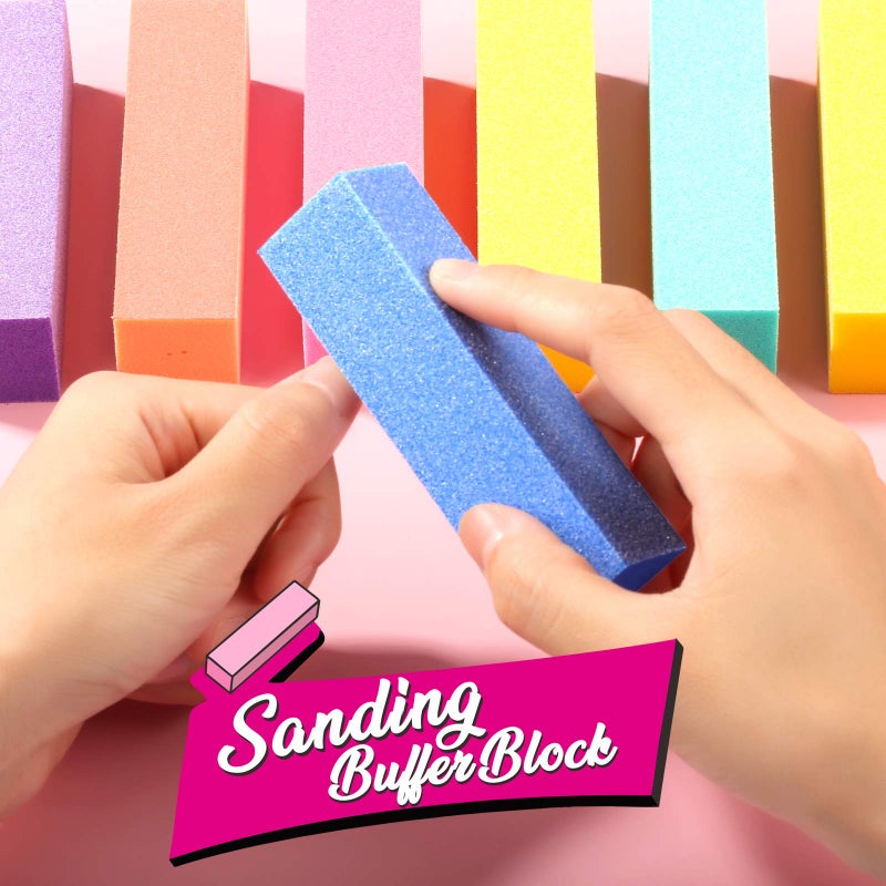 FANDAMEI Nail File and Buffer, Professional Manicure Tools Kit. 8PCS Rectangular Nail Buffer Block, 8PCS Nail File, 2PCS 7 Way Nail File & 2PCS Nail Polishing Buffer. Nail Care File Buffer Tool - Image 5