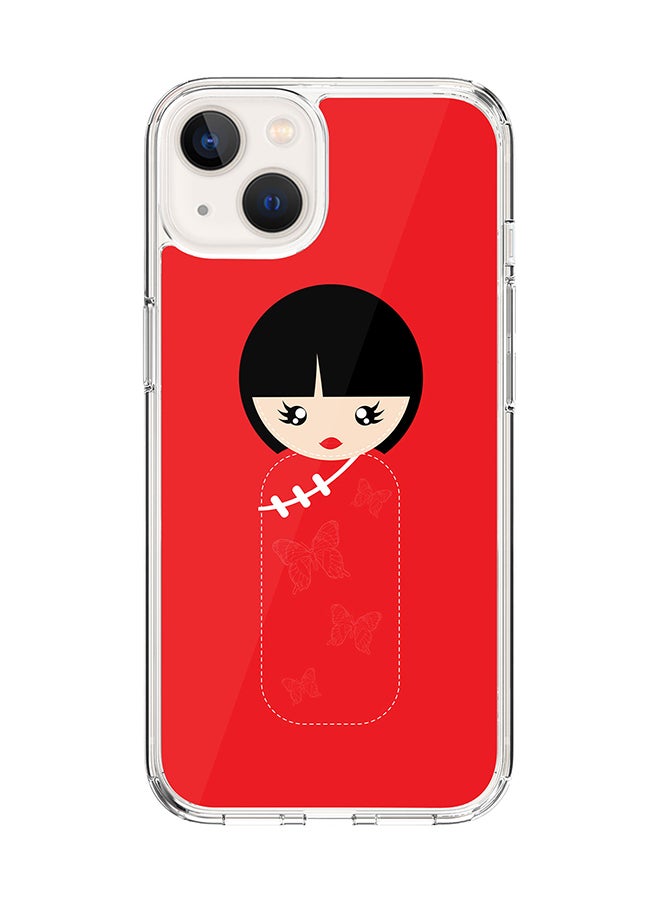 Stylizedd Classic Clear Case for Apple iPhone 14 Plus Case Hybrid Soft Cover Flexible Edges Anti Drop TPU PC Gel Thin Transparent Cover - Chinese Doll Full Print