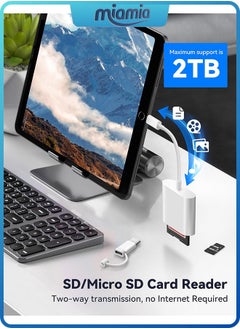 Miamia SD Card Reader for iPhone iPad, Dual Connector (Lightening&USB-C) Micro SD Memory Card Reader, 2 in 1 SD and TF Card Adapter Portable Trail Camera Viewer, No Driver Needed, Plug and Play  - Image 4