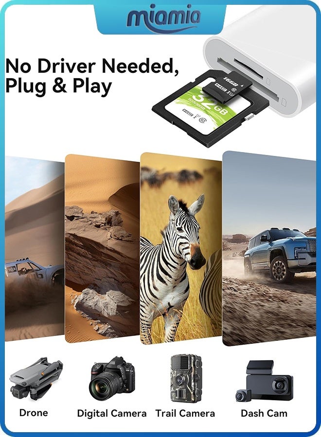 Miamia SD Card Reader for iPhone iPad, Dual Connector (Lightening&USB-C) Micro SD Memory Card Reader, 2 in 1 SD and TF Card Adapter Portable Trail Camera Viewer, No Driver Needed, Plug and Play  - Image 5