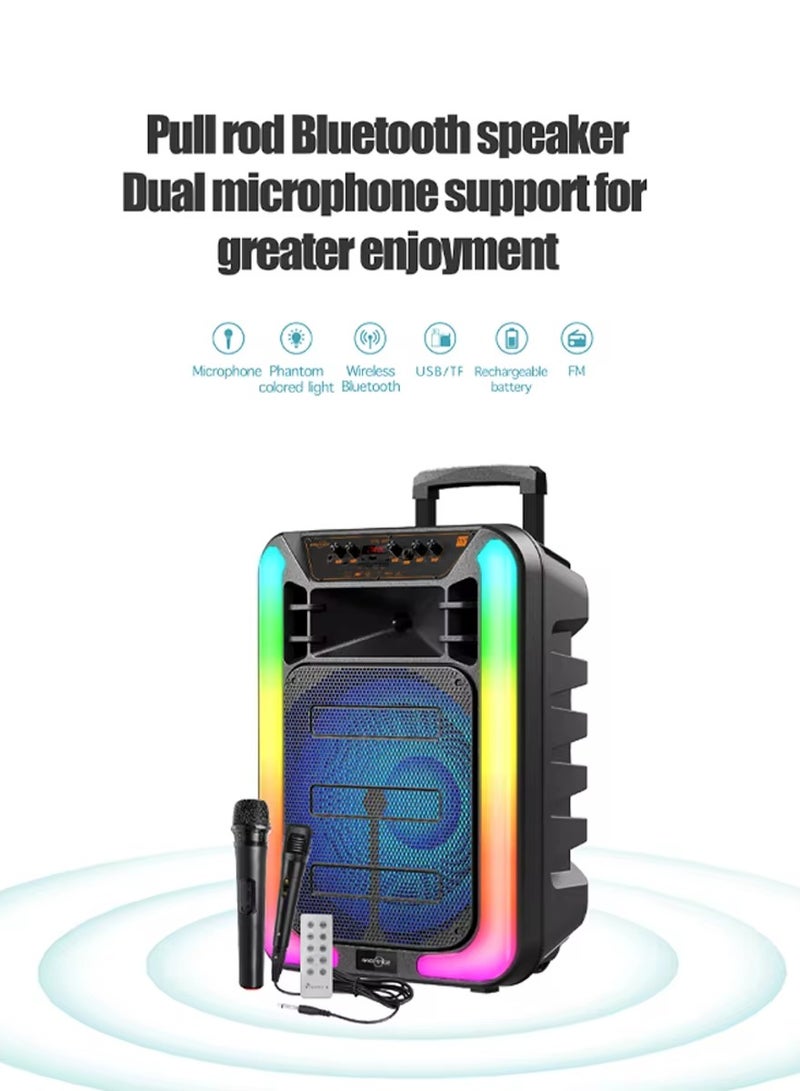 قريت نايس مكبر صوت لاسلكي يعمل بتقنية البلوتوث يحتوي على راديو FM , مدخل ذاكرة TF ,مدخل USB , مدخل ميكروفون بطارية قابلة للشحن - Image 1