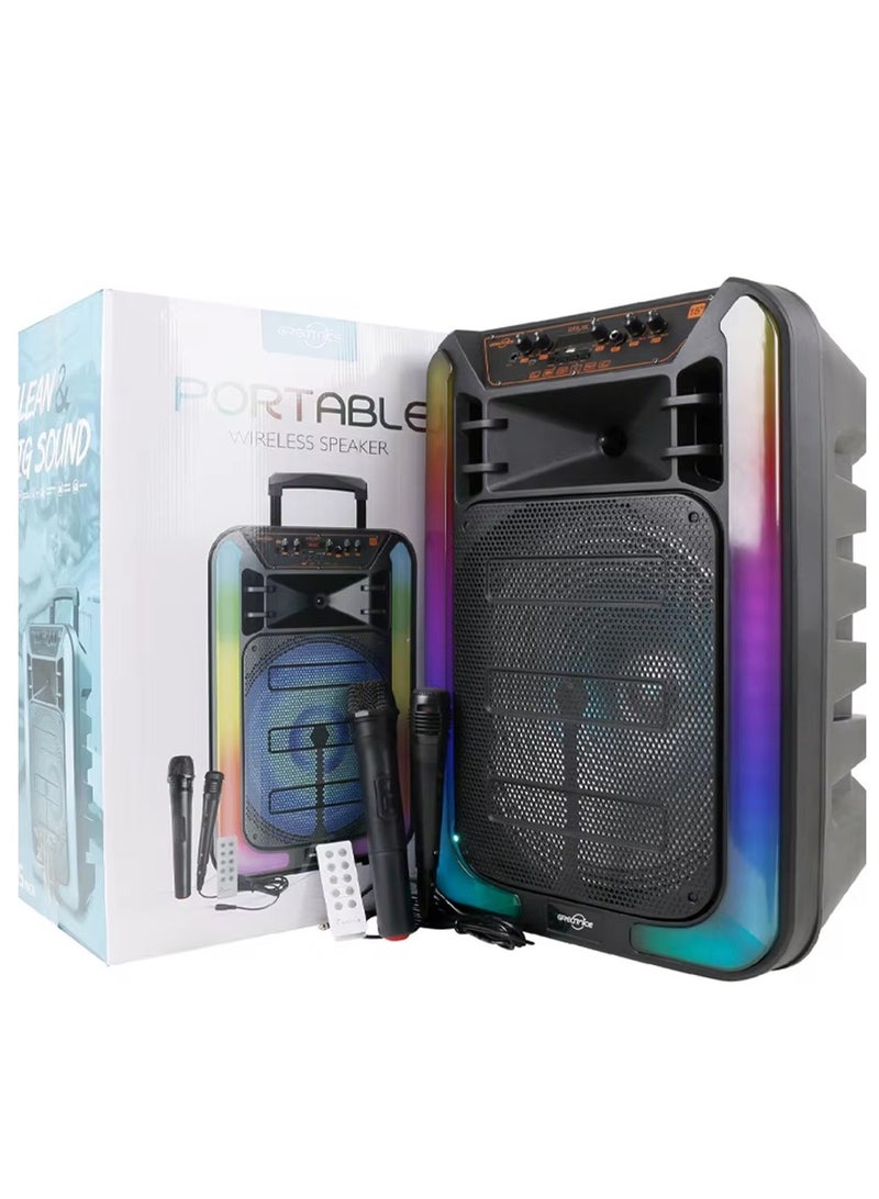 قريت نايس مكبر صوت لاسلكي يعمل بتقنية البلوتوث يحتوي على راديو FM , مدخل ذاكرة TF ,مدخل USB , مدخل ميكروفون بطارية قابلة للشحن - Image 2