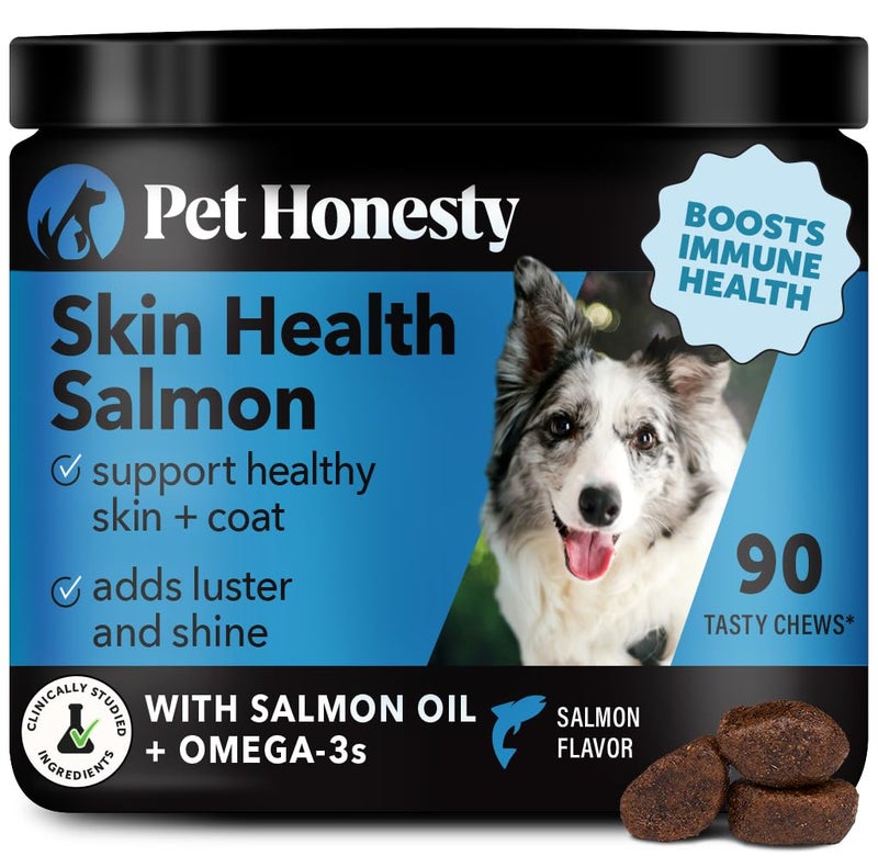 Pet Honesty Skin Health Salmon Chews - Itch Relief for Dogs, Omega 3 Fish Oil for Dogs, Natural Salmon Oil for Dog Chews for Healthy Skin & Coat, May Reduce Shedding, Dog Fish Oil Supplements - 90 Ct - Image 1