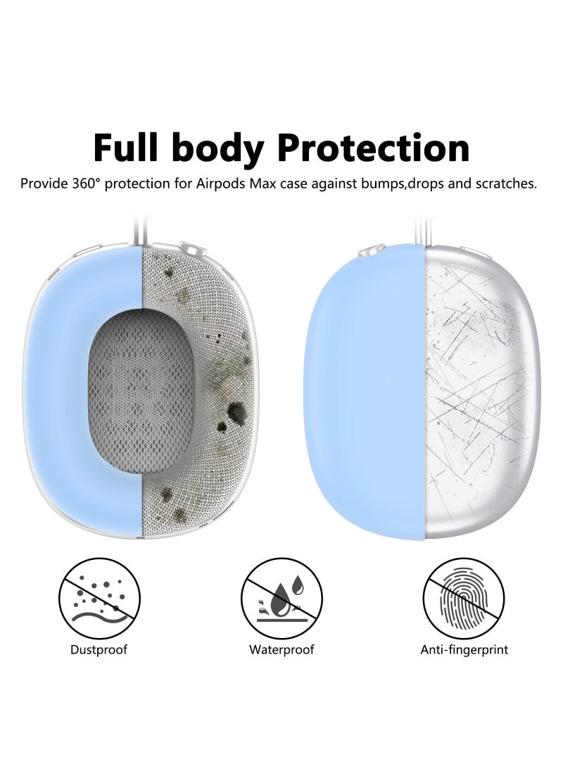 Generic - 3 Pieces Silicone Case Suitable for Apple AirPods Max Headphones Anti-Scratch Ear Cups Cover Headband Cover and Ear Pad Protector Cases Skin Accessories (Blue) - Image 1