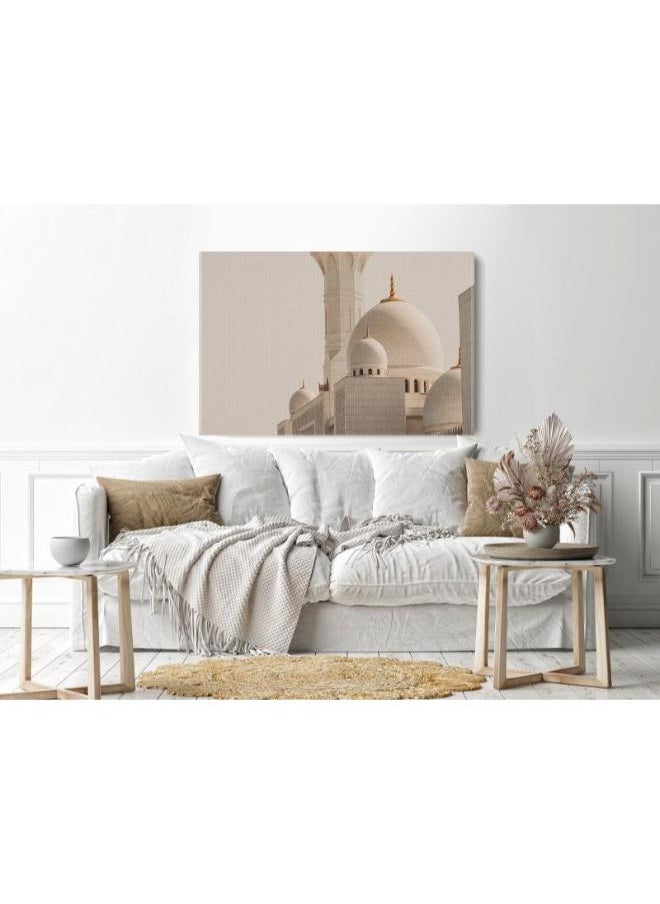 Home Gallery home gallery sheikh zayed grand mosque is biggest 3 domes mosque is located uae abu dhabi one world largest mosques minaret view Printed Canvas wall art  - Image 3