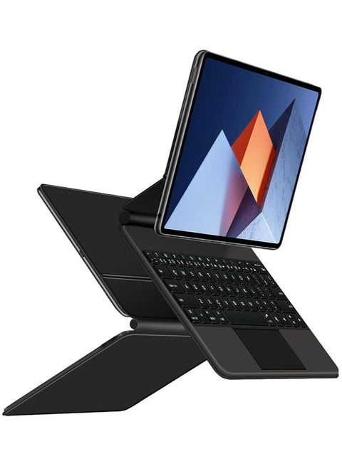 حقيبة لوحة مفاتيح ذكية وعملية بلوتوث مغناطيسية متوافقة مع جهاز HUAWEI MateBook E 2023 بحجم 12.6 بوصة DRR-W76 مع لوحة تتبع ومفاتيح ملونة RGB لجهاز MateBook E 2023