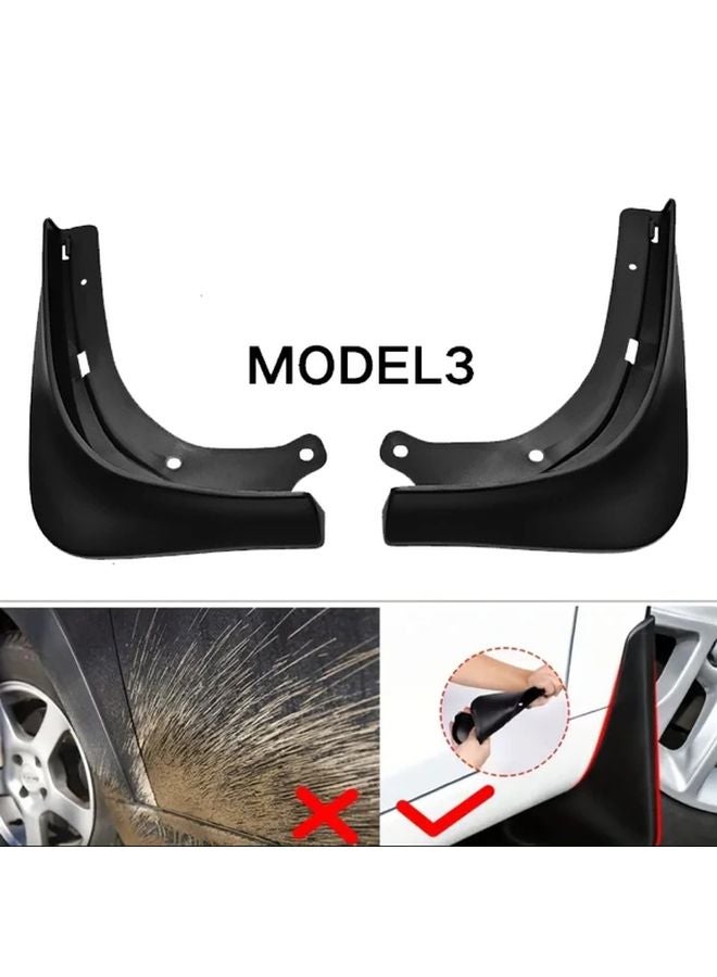 4 Pack Black Mudguards For Tesla Model 3 2016 2023 All Weather Protection Easy Install - Image 5