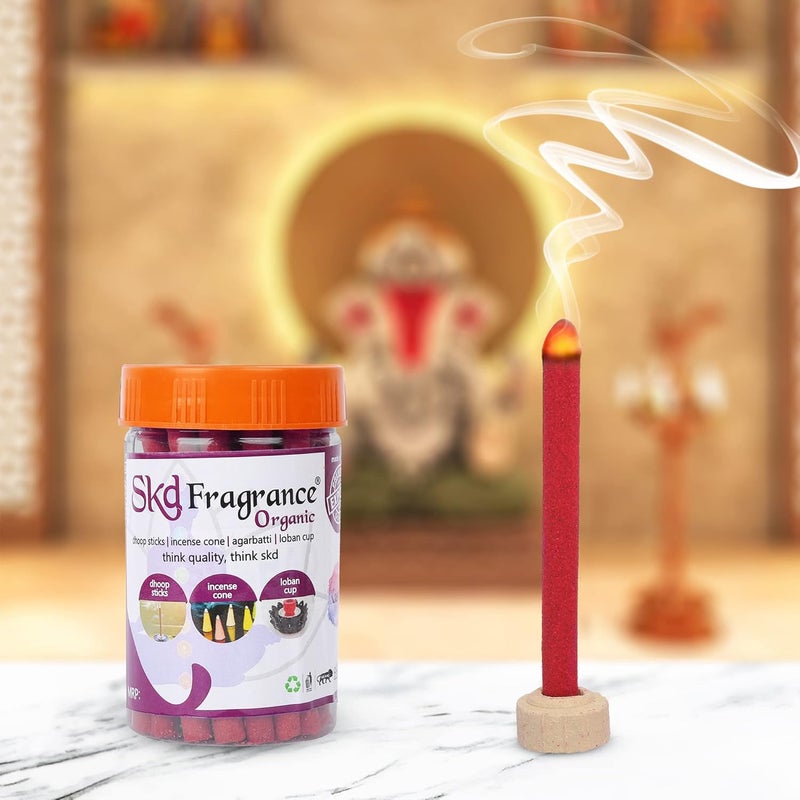 S K D Rose Dhoop Batti for Pooja Organic BambooLess Incense Sticks Non Toxic Dhoop Sticks for Home Pack of 1 Jar x 150Gram Stand Gift Set Holder - Image 2