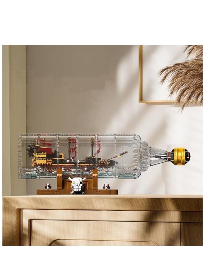 mould king 10066 Ship in a Bottle Building Blocks Kits, Pirate Ship Model Educational Building Sets, Gift for Boys and Girls Collections Enthusiasts  - Image 2