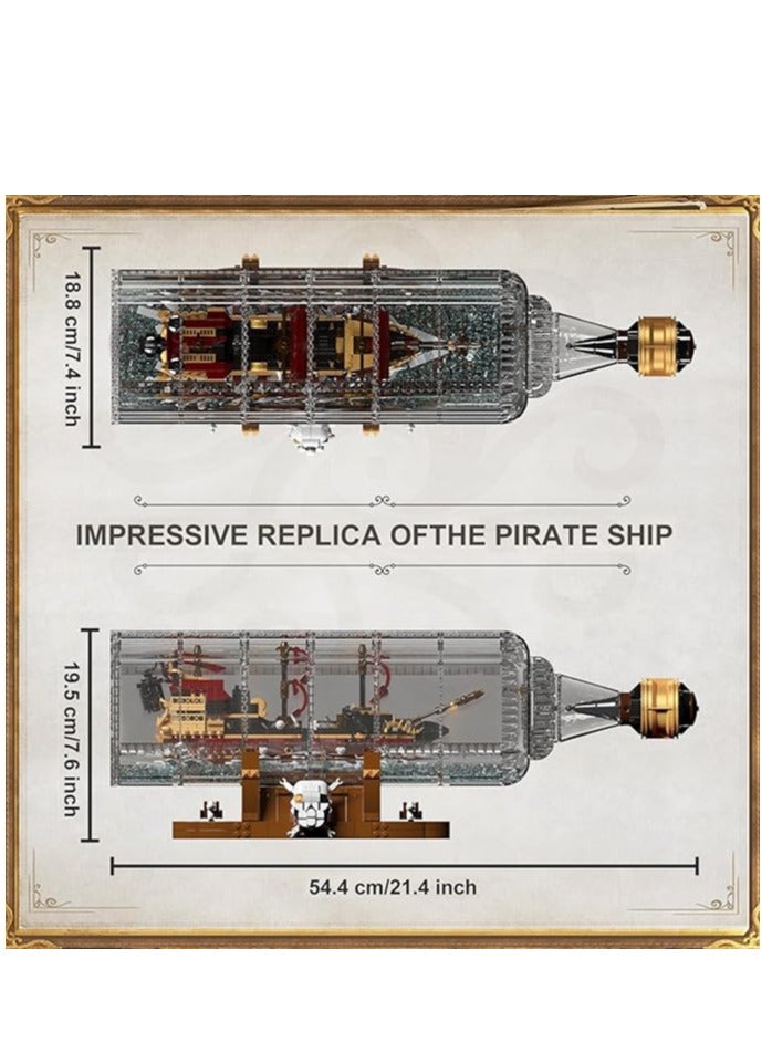 mould king 10066 Ship in a Bottle Building Blocks Kits, Pirate Ship Model Educational Building Sets, Gift for Boys and Girls Collections Enthusiasts  - Image 3