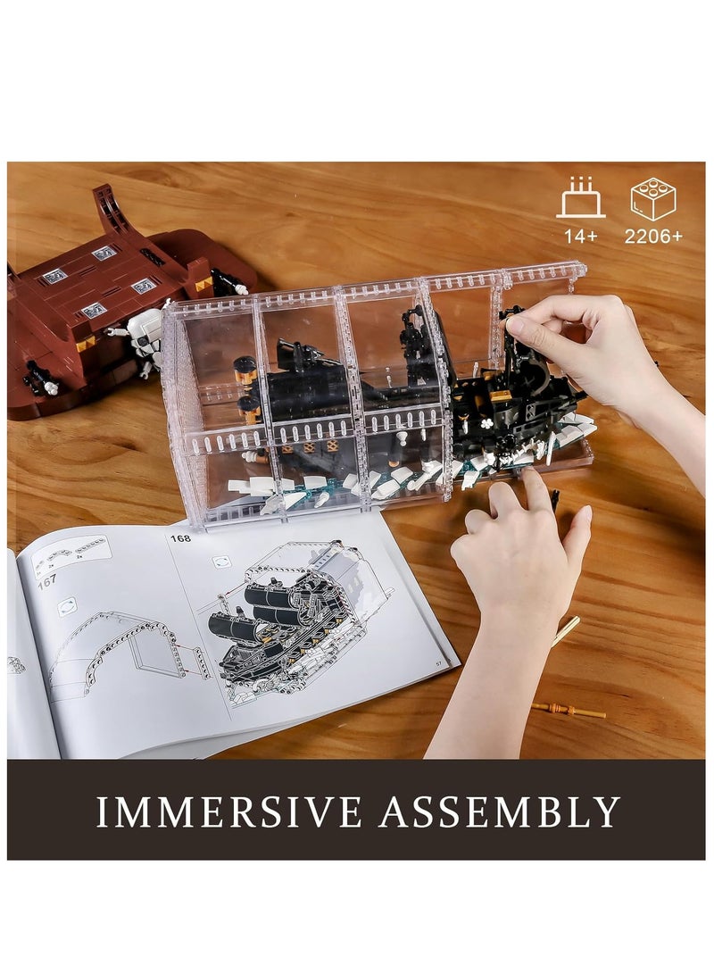mould king 10066 Ship in a Bottle Building Blocks Kits, Pirate Ship Model Educational Building Sets, Gift for Boys and Girls Collections Enthusiasts  - Image 4