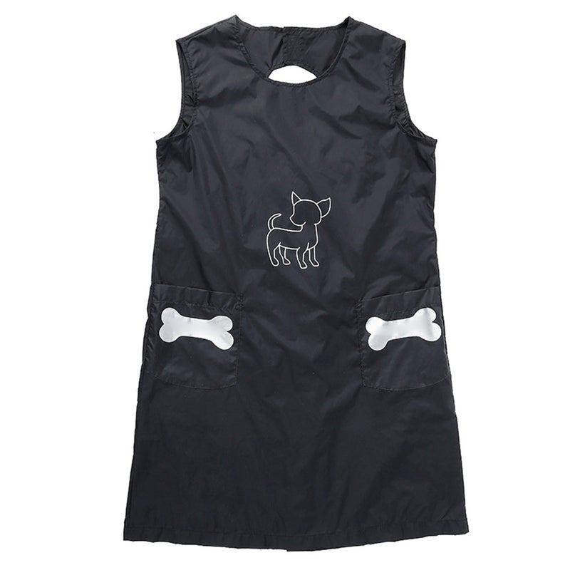Waterproof Pet Cosmetologist Clothes Pet Salon Grooming Apron Beautician Bath Uniform (Black, Size L) - Image 1