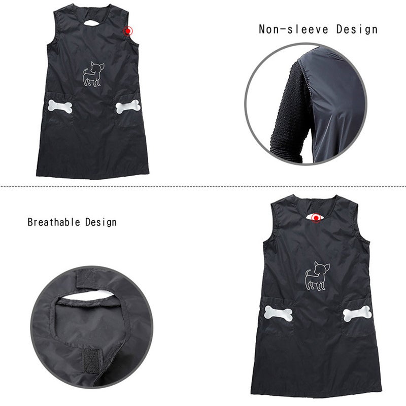 Waterproof Pet Cosmetologist Clothes Pet Salon Grooming Apron Beautician Bath Uniform (Black, Size L) - Image 3
