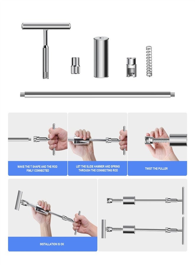 مجموعة سحب الحفرة السيارة السيارة خالية من الطلاء السحب الحفرة ، حزمة إصلاح الحفرة القضيب T-type (مطرقة انزلاق واحدة + 18 حصيرة) ، إصلاح جسم السيارة فعال - Image 3