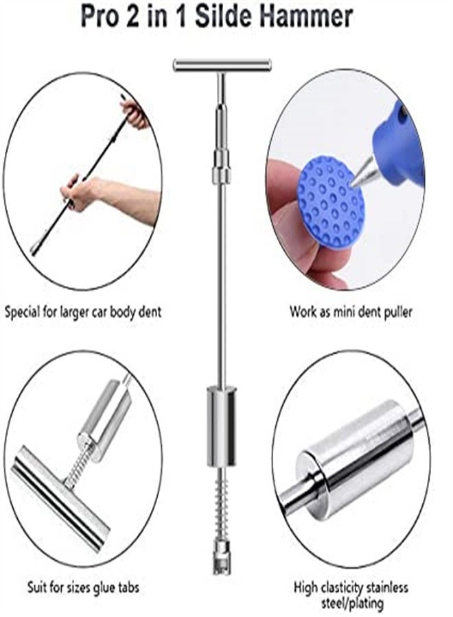 مجموعة سحب الحفرة السيارة السيارة خالية من الطلاء السحب الحفرة ، حزمة إصلاح الحفرة القضيب T-type (مطرقة انزلاق واحدة + 18 حصيرة) ، إصلاح جسم السيارة فعال - Image 2