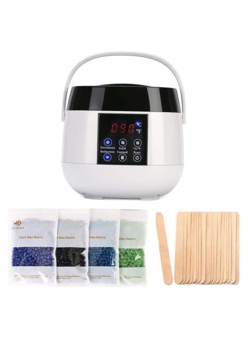 Wax Warmer, Waxing Machine for Hair Removal, Intelligent Wax Melting Machine with 4 Packs Hard Wax Beads, Hand and Foot Wax Machine, Wax Heater for Hair Removal, with LED Display - Image 1