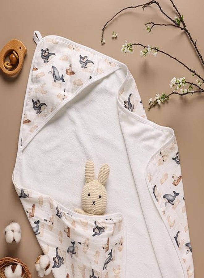 Cugo Snuggly Hooded Baby Towel (Dreamy Whale) - Soft & Absorbent, Perfect for Newborns | Baby Essentials - Image 2