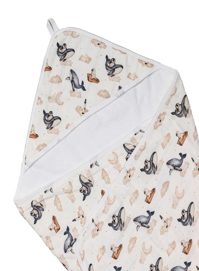 Cugo Snuggly Hooded Baby Towel (Dreamy Whale) - Soft & Absorbent, Perfect for Newborns | Baby Essentials - Image 3