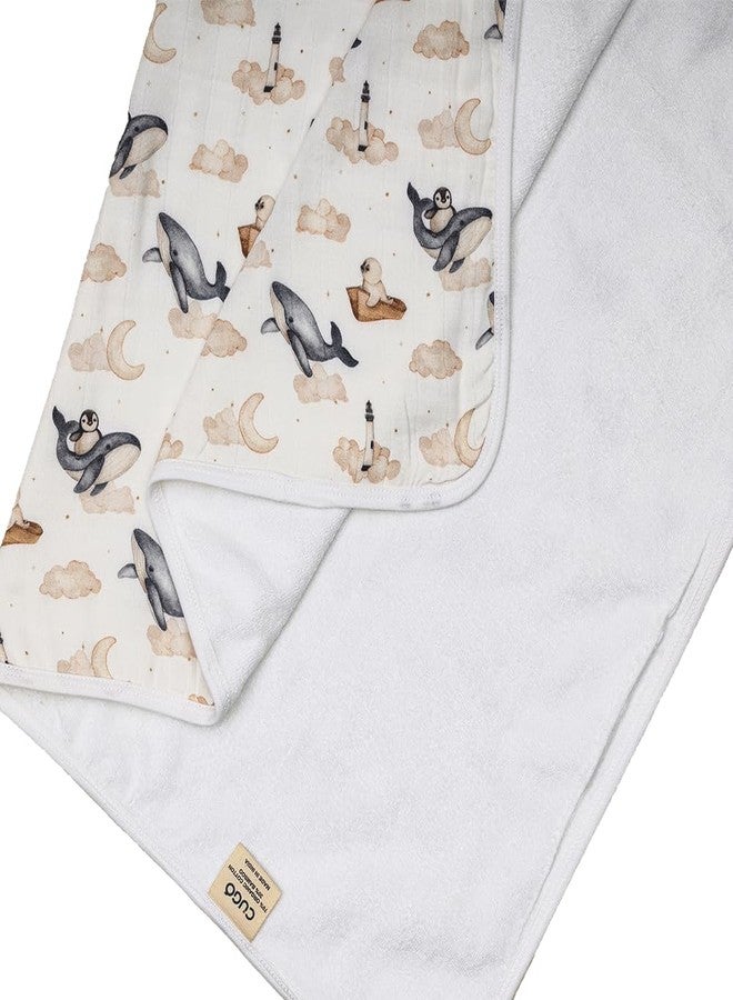 Cugo Snuggly Hooded Baby Towel (Dreamy Whale) - Soft & Absorbent, Perfect for Newborns | Baby Essentials - Image 4