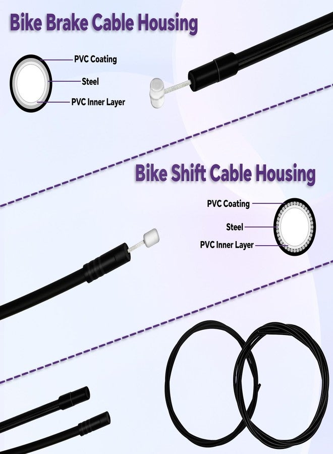 LiuTaoWMX 103PCS Universal Bike Brake Cable Kit with Stainless Steel Bike Cable Cutter, Bike Brake Cable and Shifter Cable for Mountain Road Bicycle Repair, Cable End Caps, C Buckles, V Brake Cable Guide Inside - Image 4