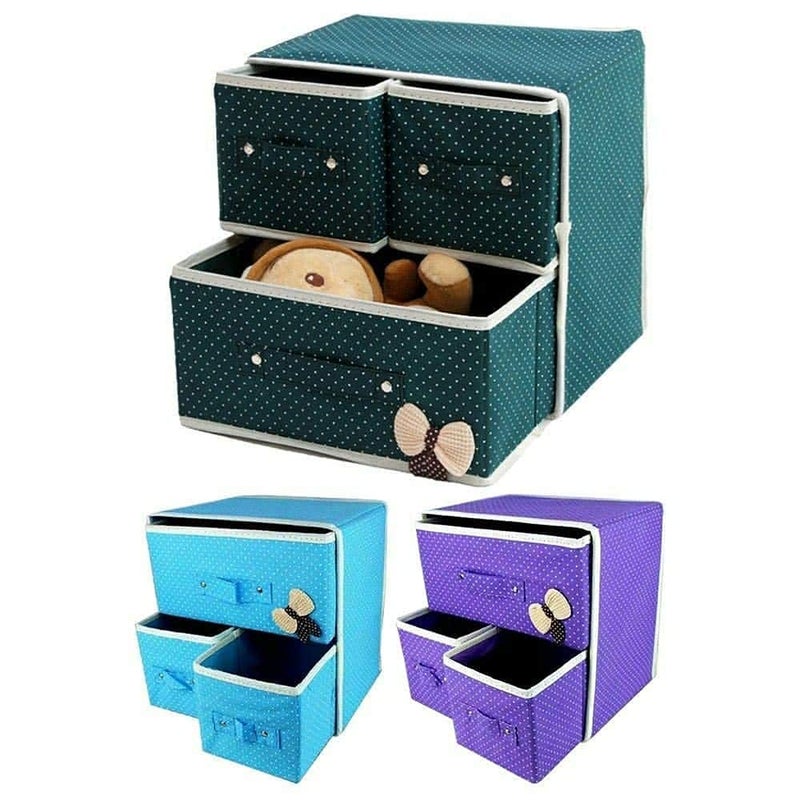 Peyx Peyx Foldable 2 Layer 3 Drawers Fabric Storage Box Bra Storage Box Underwear Socks Cosmetics Closet Organizer Collapsible Storage Drawers Cloth Cabinet Multicolor - Image 4