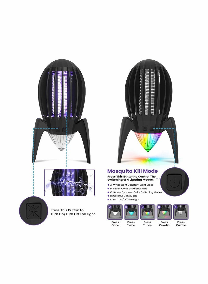 SYOSI 2 in 1 Mosquito Killer Lamp, Electric Mosquito Killer Portable Bug Zapper with Night Light, Mosquito Killer Light USB Insect Killer Pest Control Repellent Traps for Bedroom Living Room - Image 4