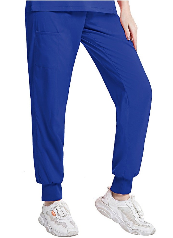 Loquat Medical Uniform Scrubs Pants Unisex Elastic Waist Jogger Pants Workwear Blue 