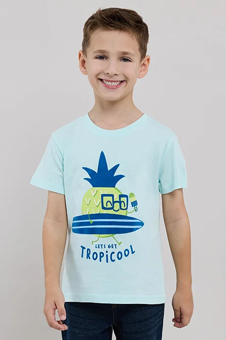 R&B Printed T-Shirt with Crew Neck and Short Sleeves
